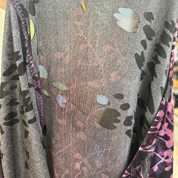 Reitman’s Purple Velvet Burnout Floral Top Fairy Whimsigoth Cap Sleeve Sz M - Picture 7 of 7